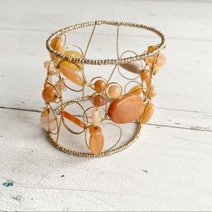 Anthropologie Beaded Wire Cuff Bracelet
